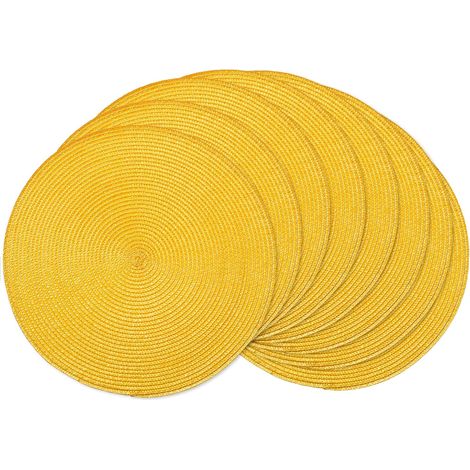 Lot de 8 sets de table ronds tressés, résistants à la chaleur, lavables, antidérapants pour table de salle à manger, cuisine et décoration d'intérieur (jaune, 8)'Jaune 8. 8'Jaune 8.'8 (1/5)