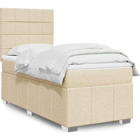 Boxspringbett mit Matratze Creme 90x200 cm Stoff