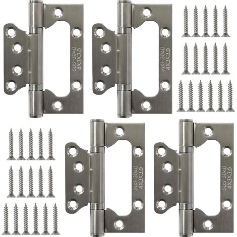 Charnières de Portes 100 mm (4 Pouces) - 4 Pcs Charnière Porte Lourde en Acier Inoxydable, Finition Brillante, avec 32 Vis de Fixation - Roulement à Billes Brossé pour Portail, Fenêtres, Placard (1/5)