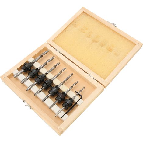 Ensemble de 7 forets à fraiser pour le travail du bois, outils de perçage, alésoir de menuiserie, 1 clé hexagonale (1/5)