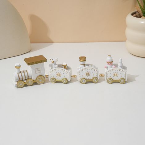 Mini train en bois, décoration train de Noël décoration de Noël, mini statue décoration de la maison (blanc, 2 PCS) (1/5)
