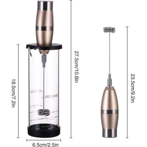 Elektrischer Milchaufschäumer – Multifunktionaler Mini-Handmixer mit Messbecher und Batteriebetrieb – Ideal für Matcha, Latte, Cappuccino und heiße Schokolade – Schwarz