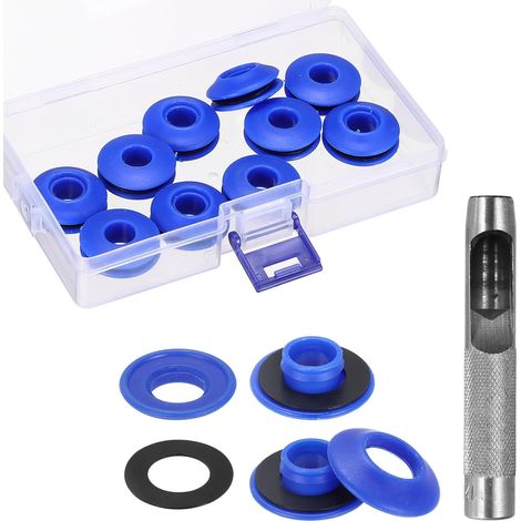 Kit d'outils pour œillets 14 pièces, Pince à œillets 12 mm, Bleu (1/5)
