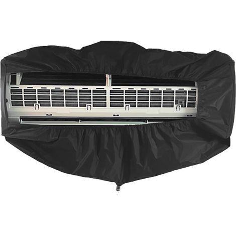 Housse de protection lavable pour climatiseur mural, kit de nettoyage avec sangle de serrage et tuyau d'évacuation 2,5 m, noir, taille M (1/2)