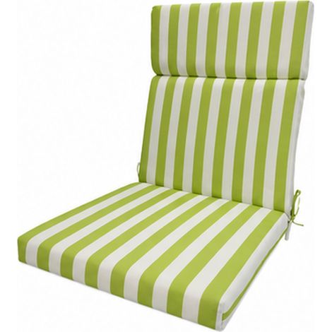 Juego de cojines para sillas de jardín de respaldo alto - Cojín impermeable con lazos para patio, jardín o césped - 114 x 46 cm (45 x 18 pulgadas), 1 pieza, verde y blanco (1/5)