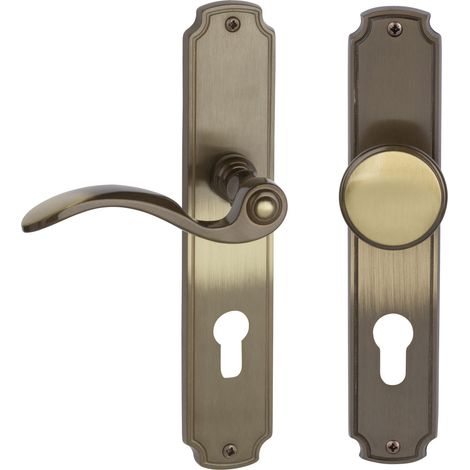 Südmetall Türgriff-Garnitur Langschild Rebeca PZ Messing brüniert bronze Drücker rechts 220 x 43 mm