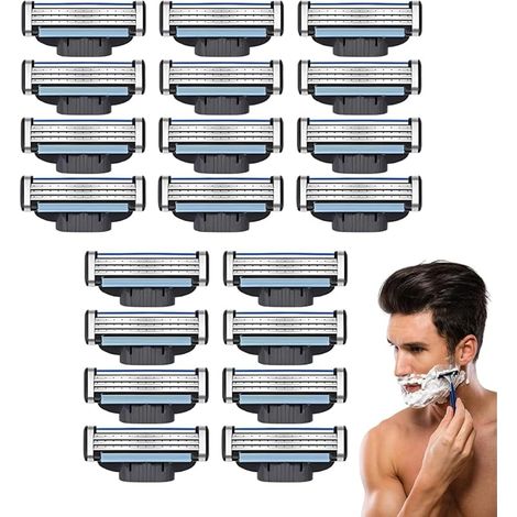One Blade Lames, 20 Pièces Lames De Rasoir 3 Couches Bleu Noir Pour Rasage Précis Et Doux (1/5)
