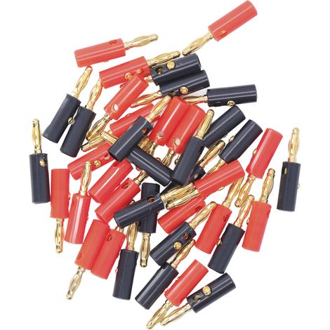 Lot de 40 fiches banane 4mm dorées laiton, connecteurs câble audio, prises universelles rouge noir, embouts mâles haute qualité (1/5)
