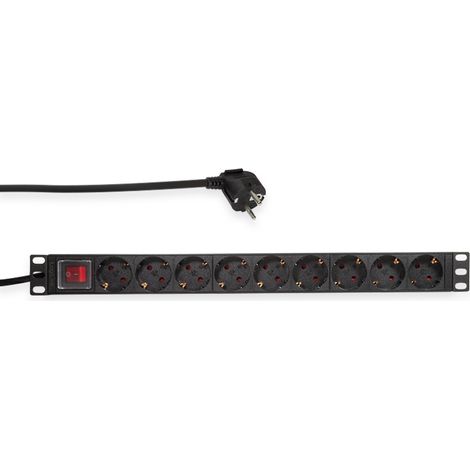 LOGILINK Steckdosenleiste 19", 9-fach, Schutzkontaktstecker, Schalter, schwarz (1/5)
