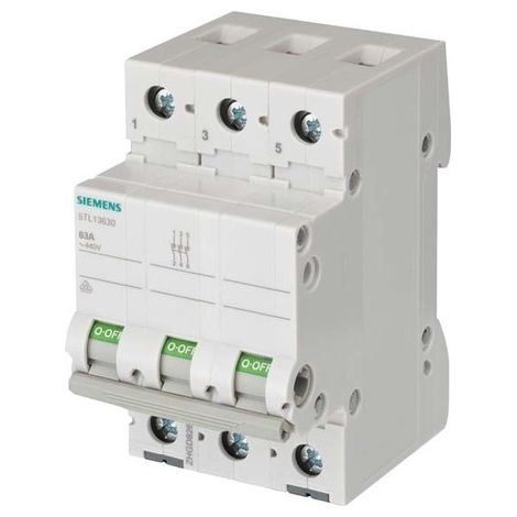 Interruptor Siemens 5TL1363 3 polos 63 amperios gris