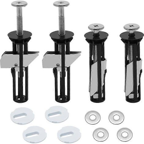 Kit de fixation pour abattant de WC (4 pièces), universel pour trous borgnes, installation facile, joints inclus. (1/5)