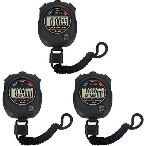 Set mit 3 Spieltimern, elektronischen Matchtimern, praktischen Trainingstimern – 8,3 x 6,5 cm – Schwarz (1/4)