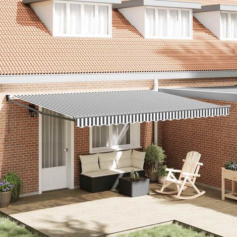 vidaXL Toldo retráctil aluminio y tela gris antracita y blanco 4,5x3 m (1/5)