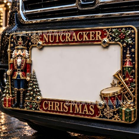 Cadre de plaque d'immatriculation de Noël - Cadre de plaque d'immatriculation en métal avec motif de soldat - Vis incluses