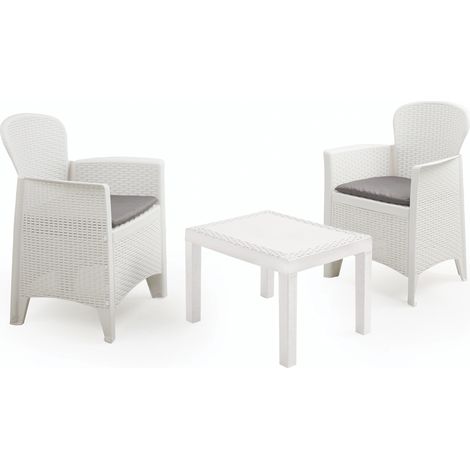 MAURY'S AKITA SALOTTO DA GIARDINO CON CUSCINI 3 PZ BIANCO (1/10)