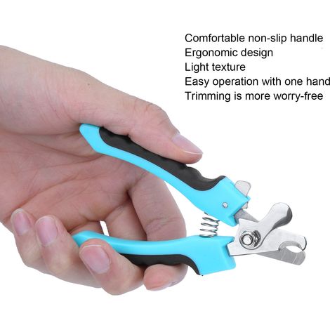 Ensemble de coupe-ongles pour animaux de compagnie, tondeuse en acier inoxydable pour chien, protection de sécurité pour éviter les coupes excessives (bleu lac petit) (1/5)