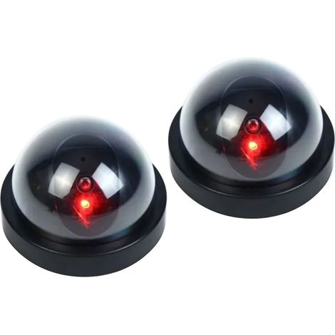 Lot de 2 fausses caméras de sécurité avec LED rouge clignotante, fausse caméra dôme pour la maison, les entreprises, l'intérieur et l'extérieur, les usines (1/5)