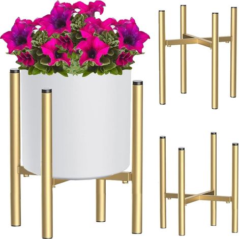Support Réglable pour Plantes, Support Plantes Interieur, En métal doré, Réglable 21 à 35 cm, Interieur Pour pots d'un diamètre extérieur de 20 à 35 cm (1/5)