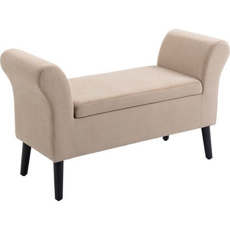 Sitzbank Für Wohnzimmer Moderne Polsterbank Mit Stauraum, Samtartiges Polyester, Gummiholz, Armlehnen, 115,5X43,5X66Cm