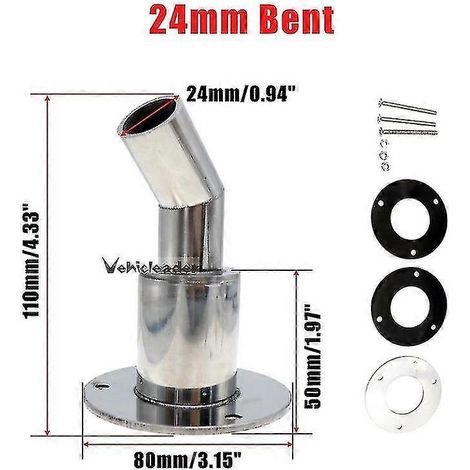 Raccord extérieur de tuyau d'échappement traversant en acier inoxydable 22/24 mm, manchon de tuyau, pièce de quincaillerie pour réchauffeurs diesel à air pour bateaux, navires et camions (24 mm coudé) (1/5)