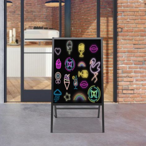 Tableau d'écriture LED - 60 x 80 cm - Tableau publicitaire lumineux - Avec cadre A - Télécommande et 8 stylos fluo - Pour café, bar, restaurant, mariage