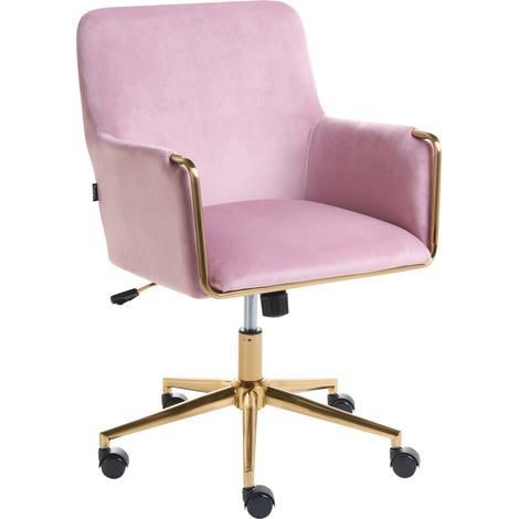 Silla ejecutiva de oficina asiento inclinable acolchado grueso terciopelo rosa pastel Altona