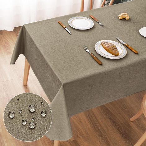 Nappe lavable aspect lin 100x140cm hydrofuge résistante aux rayures rectangulaire