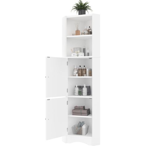 CHICFURN Mueble de baño triangular 51,7 x 32 x 155,4 cm MDF blanco (1/5)