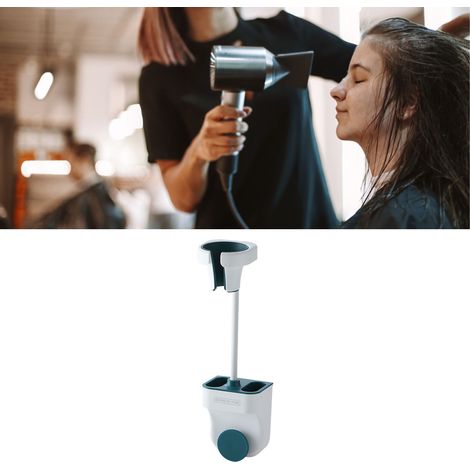 Wandhalterung für Haartrockner, ohne Bohrlöcher, für Badezimmer, Zuhause, Hotel, blau (1/5)