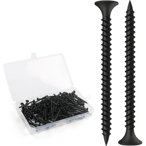 Vis Placo à Fixation Rapide M3.5 x 50 mm, 100 Pièces Vis Phosphatées Pour Plaque de Plâtre Sur Profilé en Acier Pour Cloisons Sèches, Vis Noires Tête en Trompette Pour Cloisons Sèches (1/5)