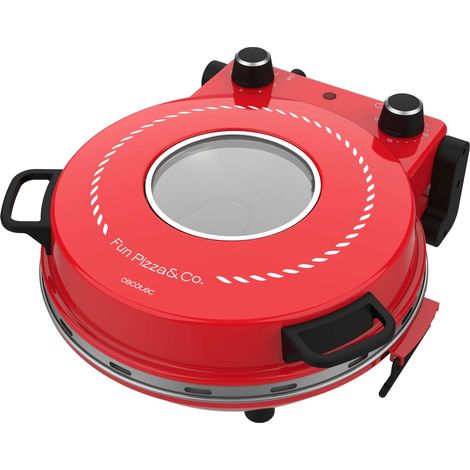 1200 W elektrischer Pizzaofen mit Sichtfenster, Timer, einstellbarer Temperatur und Pizzaschieber aus Stahl.