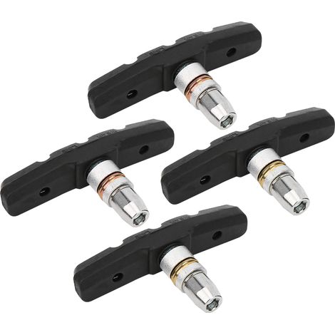 paires de plaquettes de frein V-Brake pour VTT, vélo de route et vélo à pignon fixe, garnitures de frein en caoutchouc silencieuses noires (1/5)