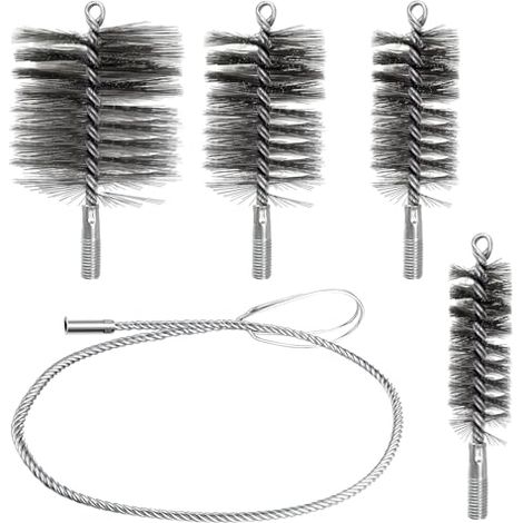 4 Stück Kaminbürste Set Starke Borsten、Hohe Benutzerfreundlichkeit、Ofenrohrbürste Rohrreinigung 和 Rostentfernung、Kaminrohr Reinigungsbürste 30mm 50mm 80mm 150mm