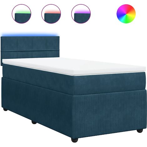 Maison Exclusive - Giroletto a Molle con Materasso Blu 80x200 cm in Velluto (1/5)