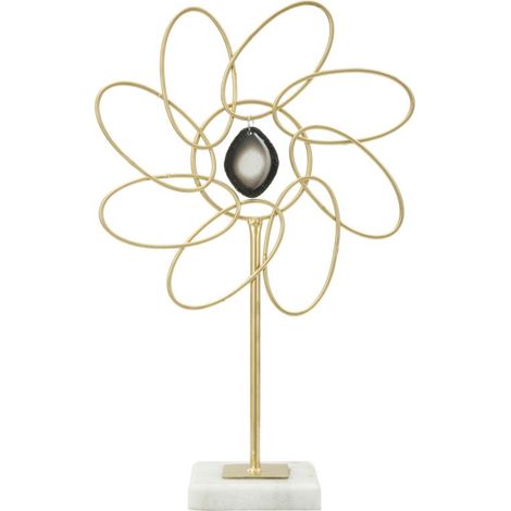 Scultura decorativa Mauro Ferretti metallo dorato base marmo bianco 24x10x37 cm