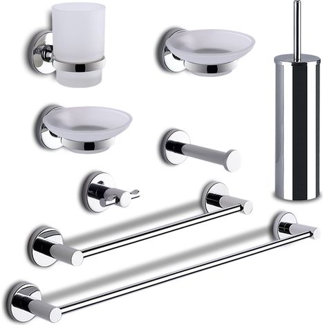 Set completo 8 pezzi in acciaio inox e Cromall FE99 Gedy serie FELCE