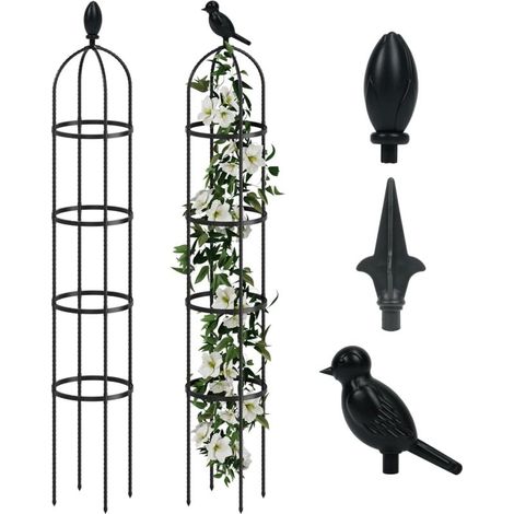 Tuteur Obélisque Jardin 175 cm pour Plantes Grimpantes, Support Métallique Round pour Rosiers Clématites Jasmin, Tuteur Anti-Rouille Intérieur Extérieur (1/5)