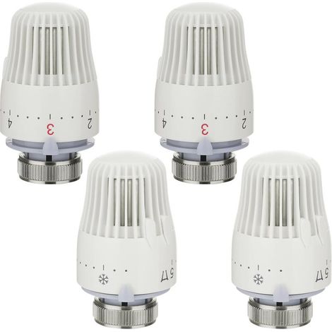 Thermostatic Radiator Head 1 to 5 Adjustment Functions Thermostatic Radiator Tap with Frost Protection for Office and Home, M30 x 1.5, White (1/5)
