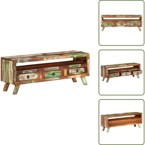 Mobile TV in legno riciclato - vidaXL Mobile Porta TV Multicolore 110x30x40 cm in Legno di Recupero - Mobile TV in legno naturale