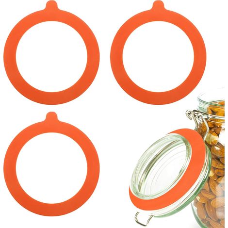 4Pcs Silicone Seal Ring Replacement for Glass Jars, 3.7 Inch Outer Diameter Silicone Sealing Rings for Airtight Glass Jars, Orange (1/5)
