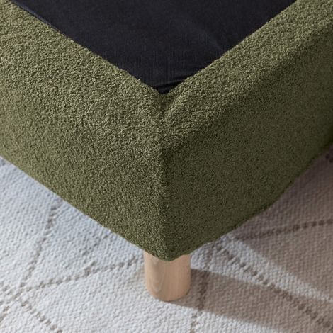 Cache-sommier bouclette intégral kaki 90x190 - Boucletta