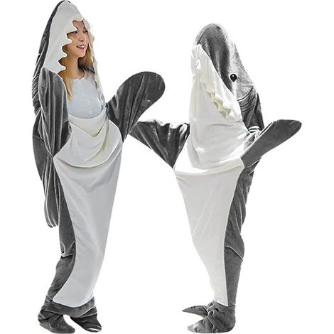 Couverture Requin en Flanelle Super Douce avec Capuche, Sac de Couchage Portable pour Adultes et Enfants, 190x90 cm (1/4)