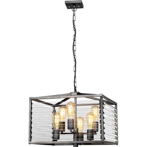 Hängeleuchte Deckenleuchte Pendellampe Esszimmerlampe Stahl Glas H 40,2 cm (1/5)