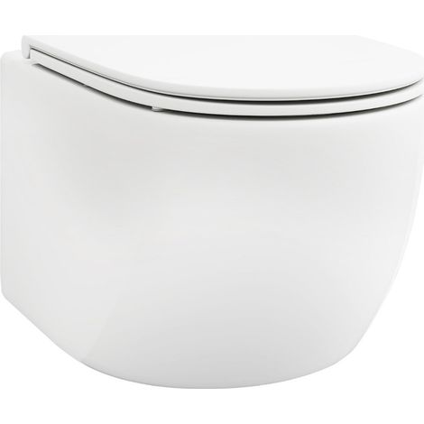 WC sospeso con vaso in ceramica 52,5 x 35,8 x 36 cm sistema a doppio scarico design moderno ceramica bianca 200014388