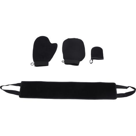 Lot 4 gants autobronzants velours doux réversibles exfoliants SPA, sans soleil huilés (1/5)