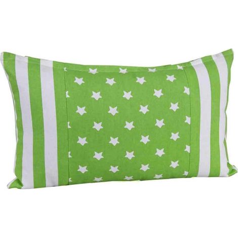HOMESCAPES Housse de coussin Vert à imprimé Etoiles et Rayures, 30 x 50 cm