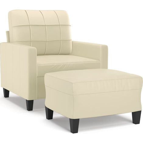 Maison Exclusive - Sessel mit Hocker Creme 60 cm Kunstleder