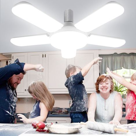 Faltbare LED-Lampe in Blattform, E27/E26-Sockel, 100 W, 6500 K weißes Licht, ultrahell, faltbar und verformbar, für die Garage, energiesparend. (1/5)
