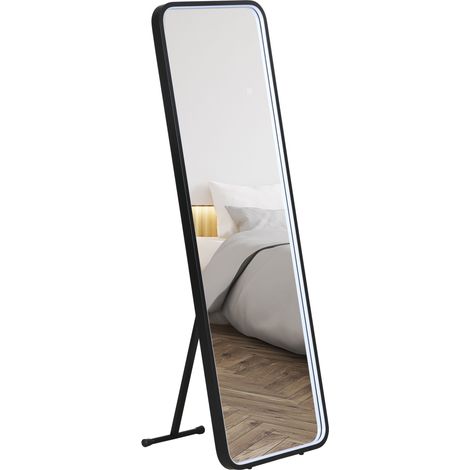 Miroir pleine longueur éclairage LED – Pied ou mural – 151,5 x 50 cm – 3 couleurs réglables
