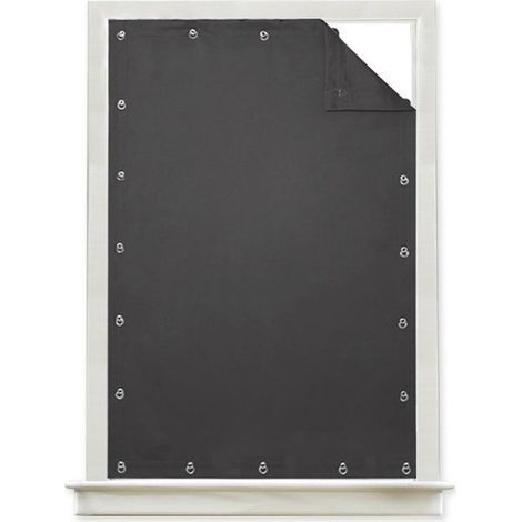 Store Occultant sans Percage, 195x130cm, Rideaux 100% Occultants pour Chambre à Coucher, Stores de Fenêtre Portables de Bricolage,pour Chambre de Bébé, Voyage, Avec Ventouses, Gris (1/4)